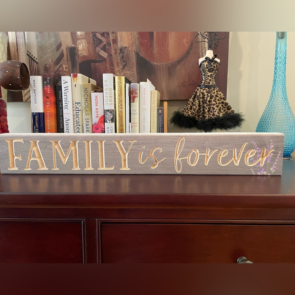 Burned Carved Wood Sign NWOT